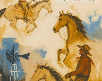 Póster abstracto de vaquero del oeste: impresión original de estilo occidental moderno y neutro. DESCARGA IMPRIMIBLE.