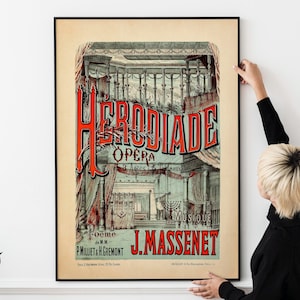 Classic Theater Art, Retro 19th Century Decor, Rare Opera Memorabilia Vintage French Opera Poster