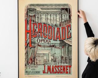 Classic Theater Art, Retro 19th Century Decor, Rare Opera Memorabilia Vintage French Opera Poster