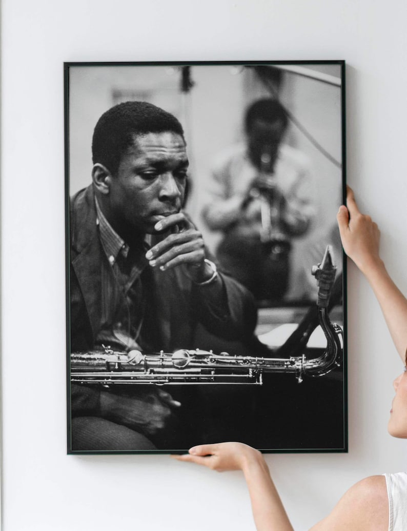 Pôster de Miles Davis e John Coltrane – Impressão fotográfica vintage de jazz de Nova York, 1959 imagem 2