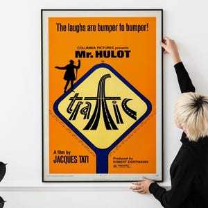 Trafic 1971 Poster Jacques Tati Mr. Hulot Vintage French Comedy Film Print