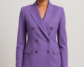 Conjunto de traje lavanda para mujer / Blazer cruzado a medida con pantalón a juego / Traje pantalón moderno para novia, atuendo formal y de fiesta