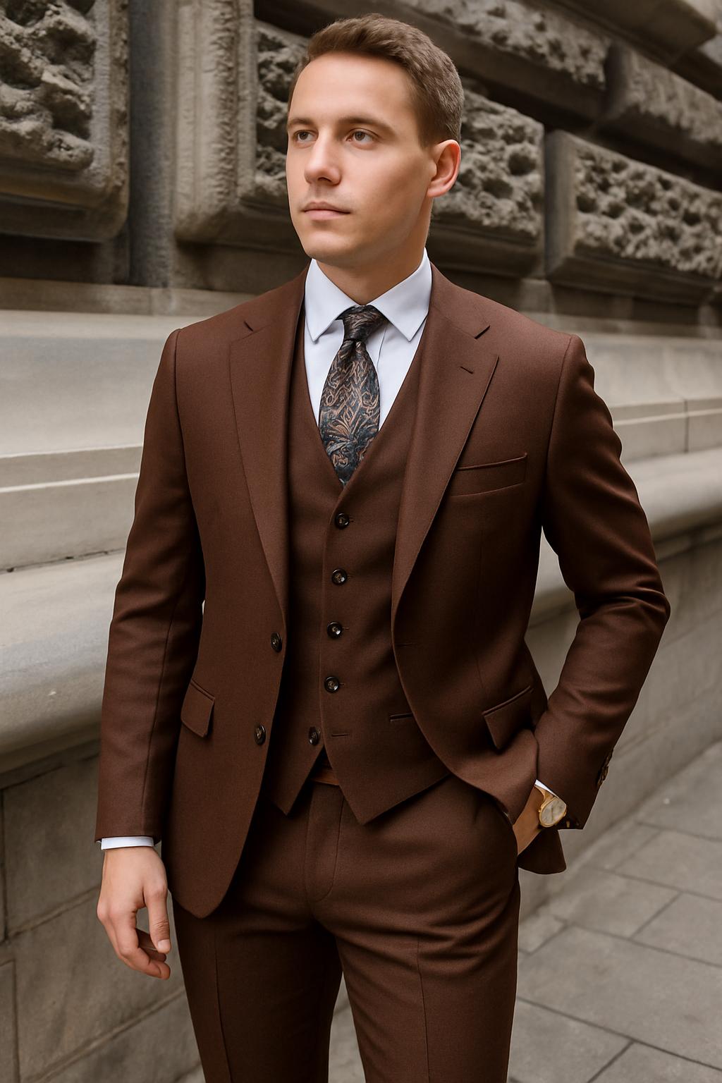 3 piece dark brown suit - Etsy 日本