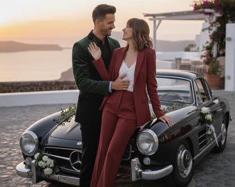 Burgundy Women’s Wedding Suit | Bridal Tuxedo Suit | Custom Tailored Formal Wear