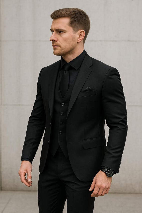 Men's Classic Black 3 Piece Suit | Slim Fit Wedding Tuxedo | Formal Prom &  Business Wear by Risingsuitstore - Etsy New Zealand