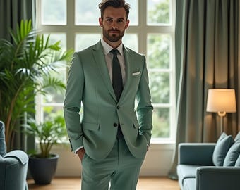 Green Two Piece Suit for Men – Slim Fit, Wedding & Prom Wear, Formal Attire, Groom and Groomsmen Outfit