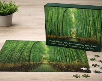 Path of Bamboo Serenity – Arashiyama Kyoto Forest 1014-Piece Jigsaw Puzzle | Premium Japanese Zen Art for Adults
