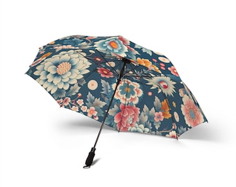 Urban Kyoto Umbrella – Indigo Blossom Edition | Luxury Japanese Foldable Art Umbrella