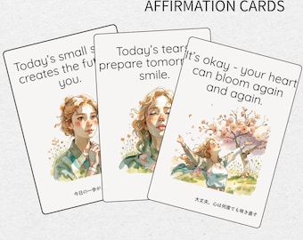 Japanese Zen-Inspired Affirmation Cards | Printable A4 PDF & PNG Set (40 Cards)