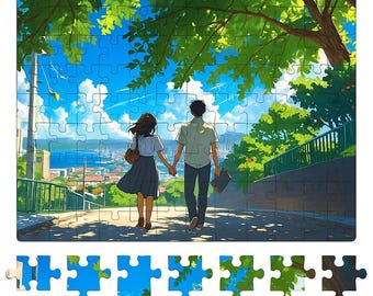 Romantic Summer Street Puzzle - Anime Style Scenic Jigsaw, Couple Gift, 1014 Pieces