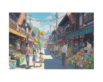 A Stroll Through the Market - Anime Style 1014-Piece Jigsaw Puzzle for Nostalgic Days