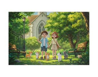 Kids & Cats Puzzle, Whimsical Family Fun, 1014 Pieces, Pet Lovers Gift, Family Game Night, Cozy Indoor Activity
