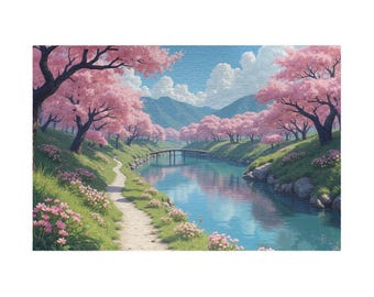 Serene Cherry Blossom Puzzle, 1014-Piece, Relaxing Game, Nature Lover Gift, Spring Decor, Family Activity
