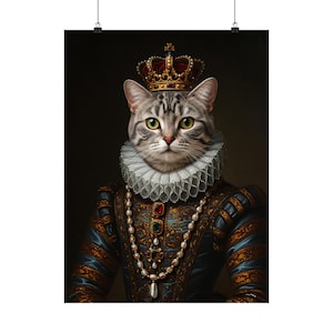The Regal Cat Portrait Poster - Noble Aristocat in Renaissance Royal Attire | Printable Wall Art