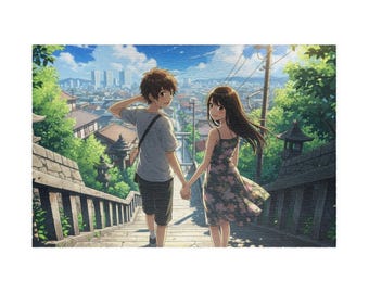 Sunlit Steps of Summer - Anime Style 1014-piece Jigsaw Puzzle for Couples & Nostalgia Lovers