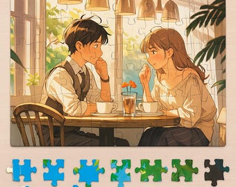 Romantic Cafe Puzzle | 1014-Piece Jigsaw | Couples Game | Gift for Her | Cozy Home Activity, Date Night Fun, Unique Gift Idea