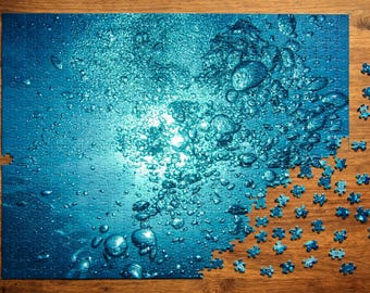 Ocean Light Awakening - 1014 Piece Underwater Sun & Rising Bubbles Jigsaw Puzzle | Immersive Blue Serenity Art