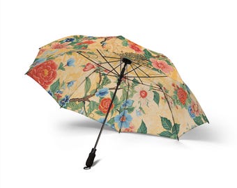 Kyoto Radiance Umbrella – Golden Bloom Edition | Luxury Japanese Floral Art Parasol
