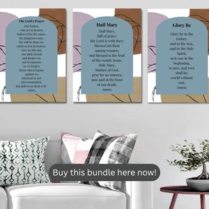Catholic Prayer Wall Art Bundle | Our Father, Hail Mary, Glory Be | 8x10” Christian Printable Set | PNG & PDF | Religious Home Decor