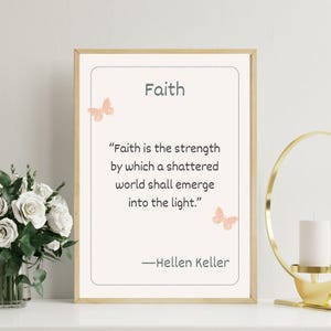 Faith Quote Wall Art – Virtue Printable – Inspirational Decor – Helen Keller Quote – Digital Download - Motivational Wall Art Printable