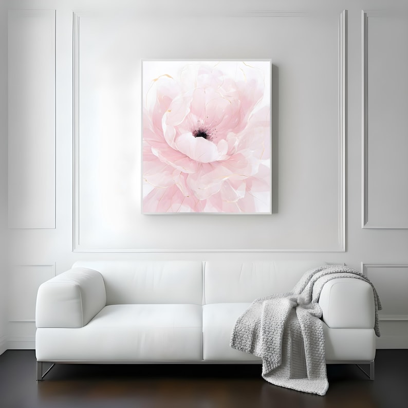 Blush Pink Peony Wall Art Printable, Soft Pastel Floral Artwork ...