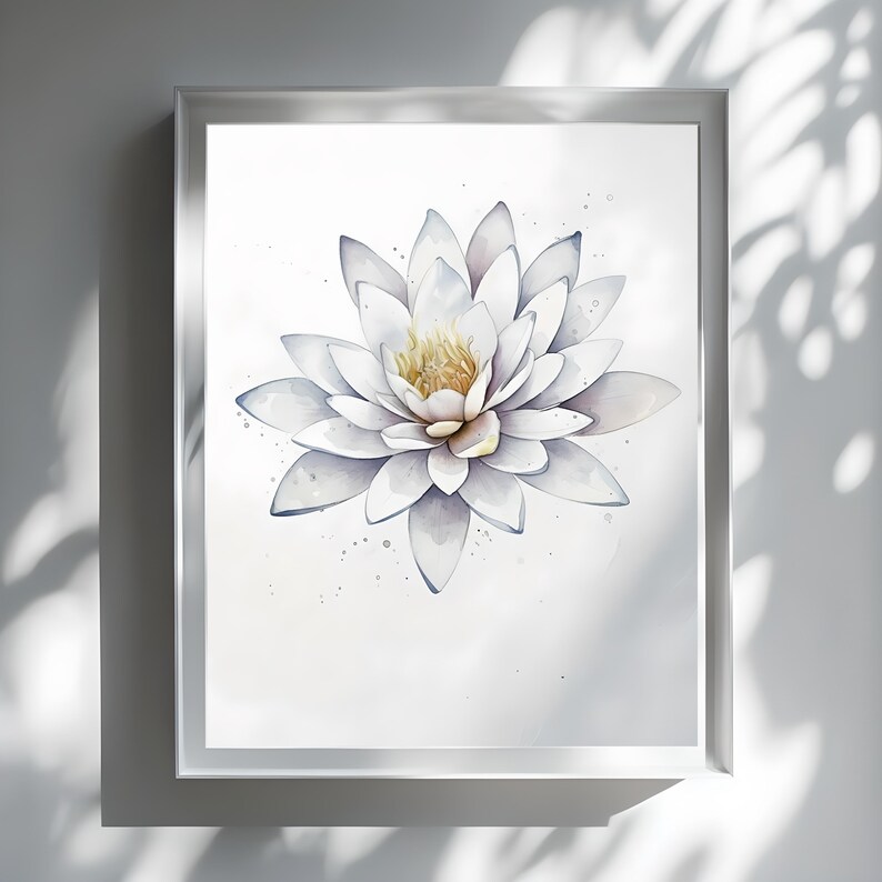 White Lotus Wall Art Printable, Minimalist Floral Scandinavian Decor ...