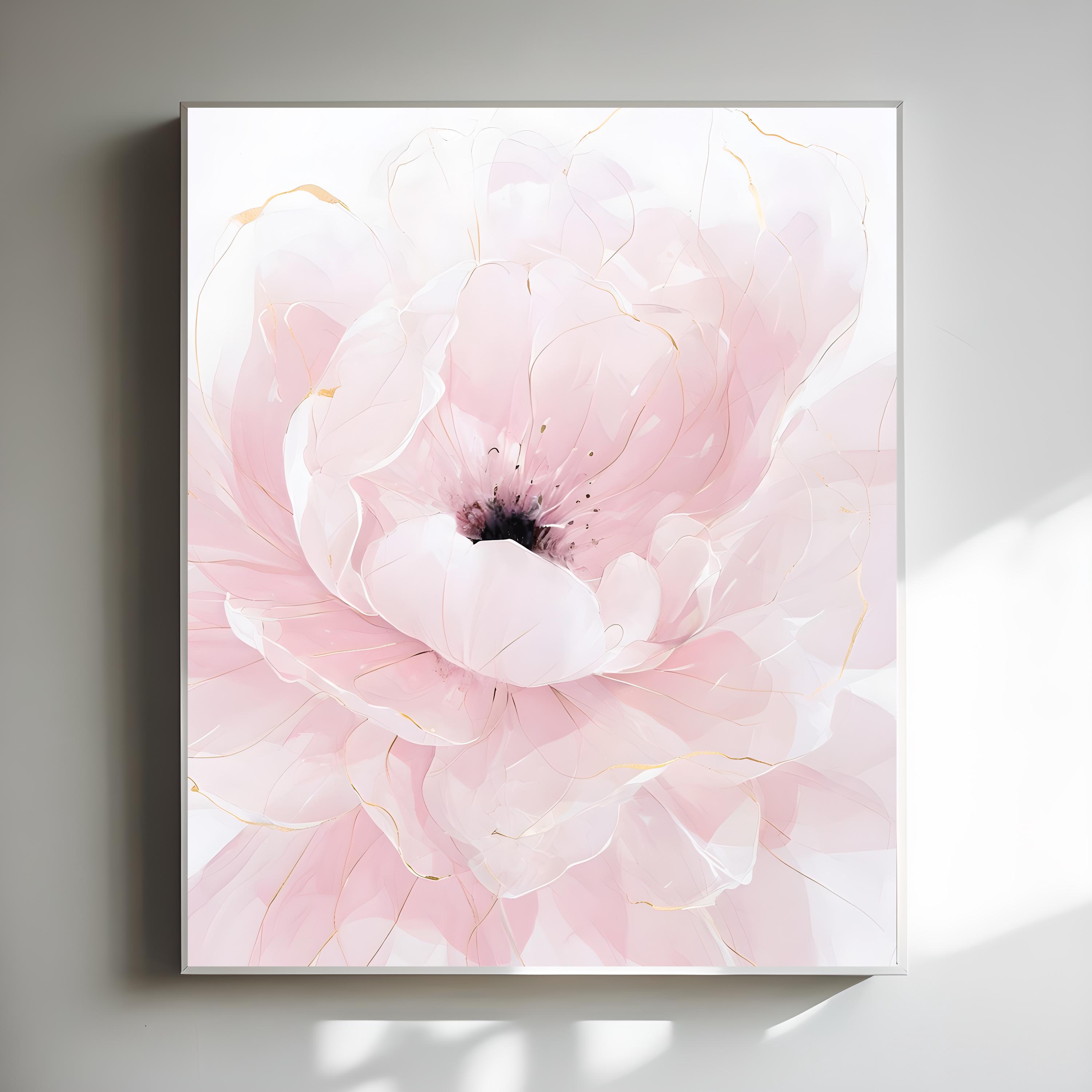 Blush Pink Peony Wall Art Printable, Soft Pastel Floral Artwork ...