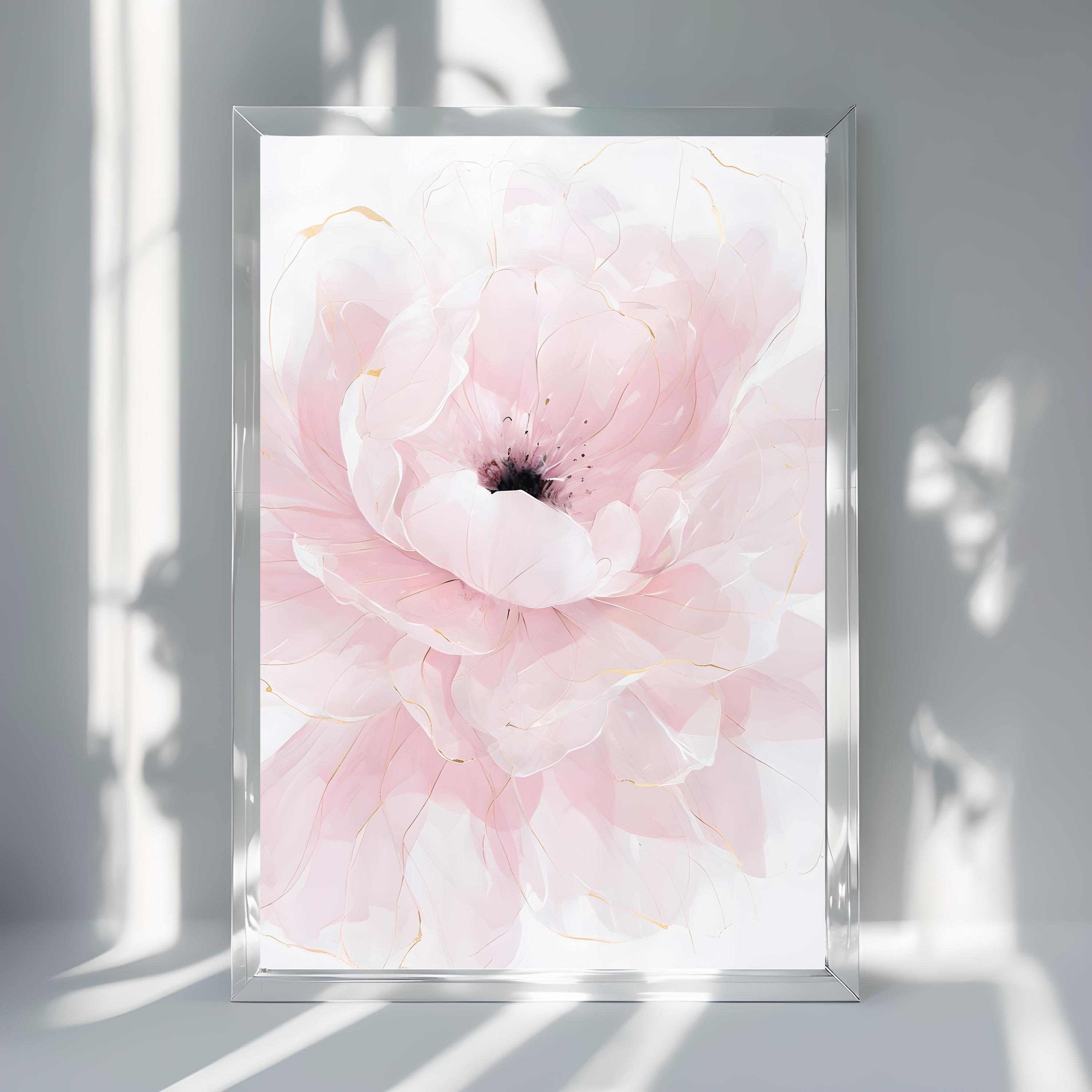 Blush Pink Peony Wall Art Printable, Soft Pastel Floral Artwork ...