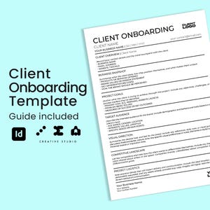 Client Onboarding Template for Graphic Designers Indesign One Page Creative Brief & Client Info Sheet Freelance Project Management Sign Up