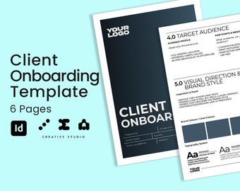 Szablon do rejestracji klienta dla projektantów graficznych Indesign 6-stronicowy kreatywny brief i dokument informacyjny o kliencie Zarejestruj się jako niezależny projektant projektów