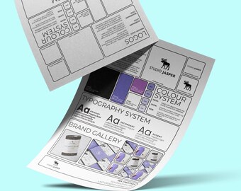Sleek Brand Guidelines Template Single Page Brand Style Board Editable in Adobe Indesign Illustrator Photoshop One Page Design Brand Kit