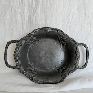 Vintage French Pewter Serving Dish. Crown & Maker’s Mark. Rustic French Country Tableware. Mid Century Décor. Kitchen decor.