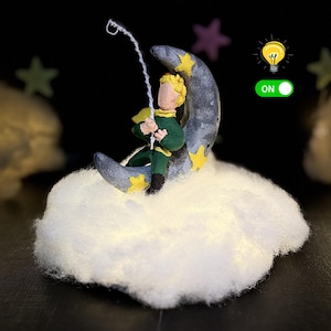 Handmade Little Prince Night Light: Stone & Cotton Decor