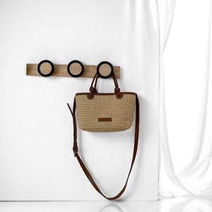 Sac à bandoulière d'été en paille pour femme, sac à bandoulière tressé au design rétro, sac à main de plage avec nœud, idée cadeau élégante