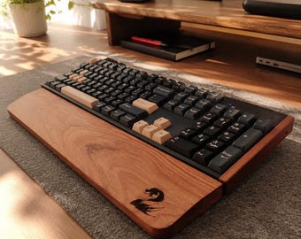 Personalized Luxurious Walnut Keyboard Wrist Rest, Mechanical Keyboard Wrist Pad for Typing Pain Relief, Gaming Keyboard Rest Anti-Slip Pad