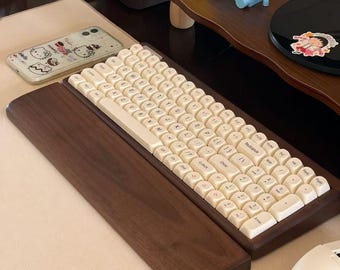 Personalized Walnut Keyboard Wrist Rest – Handmade Wooden Wrist Pad for Mechanical Keyboard, Custom Gift for Him, Christmas Gift