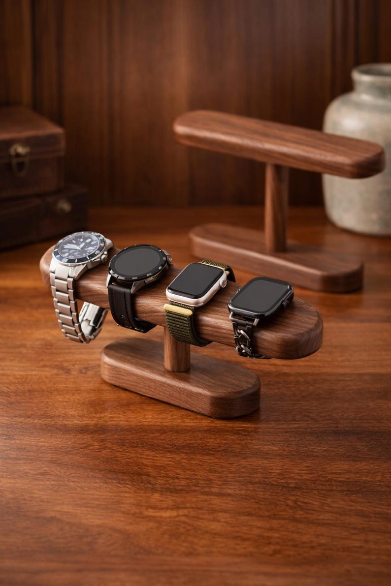 Birthday Gift Wood Watch Holder Stand, Personalized Name Watch Display Stand, Gifts For A Watch Lover, Watch Holder for Men, Gifts For Him image 8