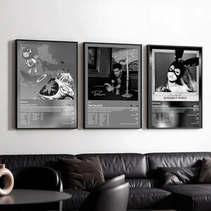 Custom Music Poster Set of 3 | Album Cover Digital Download | Personalized Music Wall Prints Home, Studio & Music Lovers | Black n White art