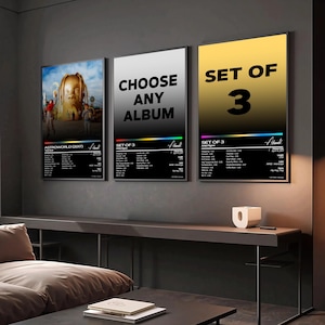 Custom Set of 3 Music Album Posters | Personalized Digital Download | Printable Album Cover Wall Art | Choose your own Artists | Music Fans