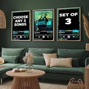 Set of 3 Songs Album Posters | Minimalist Music Wall Art | Digital Download Prints | Retro Album Cover | Choose your own songs | Music Fans