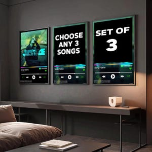 Set of 3 Songs Album Posters | Minimalist Music Wall Art | Digital Download Prints | Retro Album Cover | Choose your own songs | Music Fans
