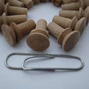 May include: A close-up of a group of wooden dowels with rounded tops. The dowels are arranged in a circle and are all the same size. The dowels are a light brown color.