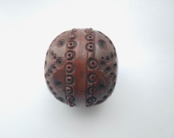 Antique rare coquilla nut thimble holder, ring box  or pill box