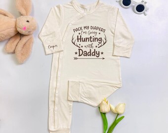 Pack My Bags I'm Going Hunting With Daddy Baby Bodysuit, Baby Hunting Romper, Deer Hunting Baby Outfit