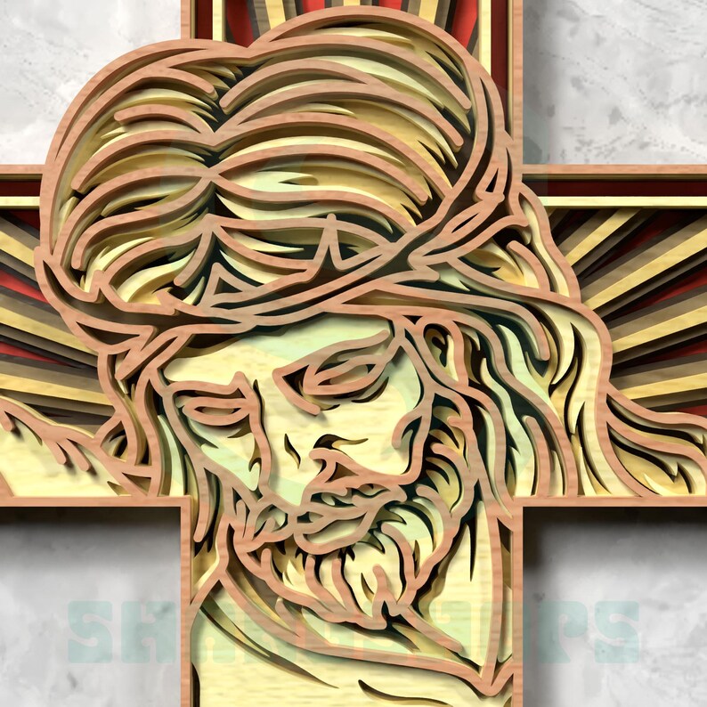 Jesus Christ on Cross Layered Laser Cut File, 3D Religious Christian ...