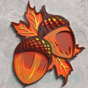 Autumn Acorn and Leaf SVG, Thanksgiving Laser Cut File, Fall Decor Digital File