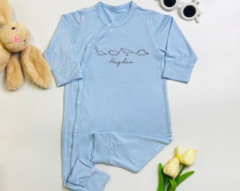 Custom Dinosaur Baby Bodysuit, Cute Dinosaur Baby Romper, Dinosaur Birthday Bodysuit, Animal Lover Gift