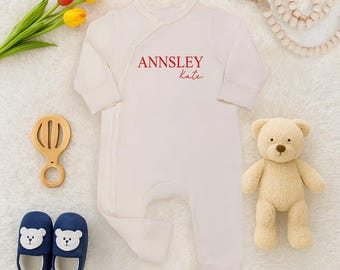 Personalized Christmas Name Baby Bodysuit, Christmas Baby Romper, Cotton Baby Bodysuit, Baby Announcement Gift