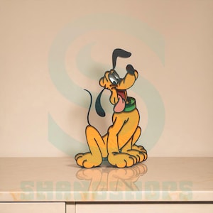 Classico cane cartoon SVG / Arte a strati 3D per taglio laser / File CNC per decorazioni per camerette dei bambini