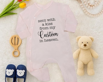 Sent With A Kiss From My Great Grandma In Heaven Infant Baby Clothes, Custom Baby Bodysuit, Baby Shower Gift
